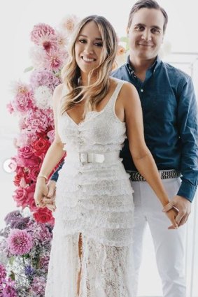 Lou and Nikolai pictured at their Capri-themed engagement party in January.