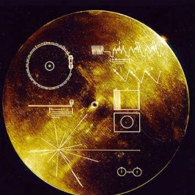 A file photo released by  NASA in 1970 shows the golden record on Voyager 1, launched on September 5, 1977, with a cartridge and a needle to play it.