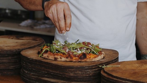 Wood-fired pizza at Trulli.