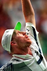 Boris Becker in action at the 1996 Australian Open.