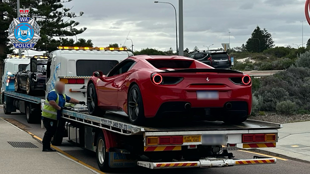 A red Ferrari spider was seized by WA Police after a high speed chase was captured by cops.