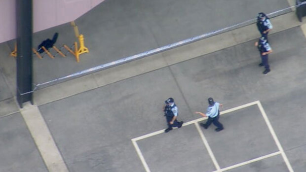 Police at Arthur Phillip High School in Parramatta after a student was stabbed.