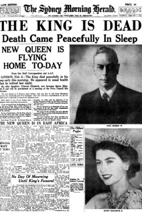 Front page of Sydney Morning Herald on February 7, 1952