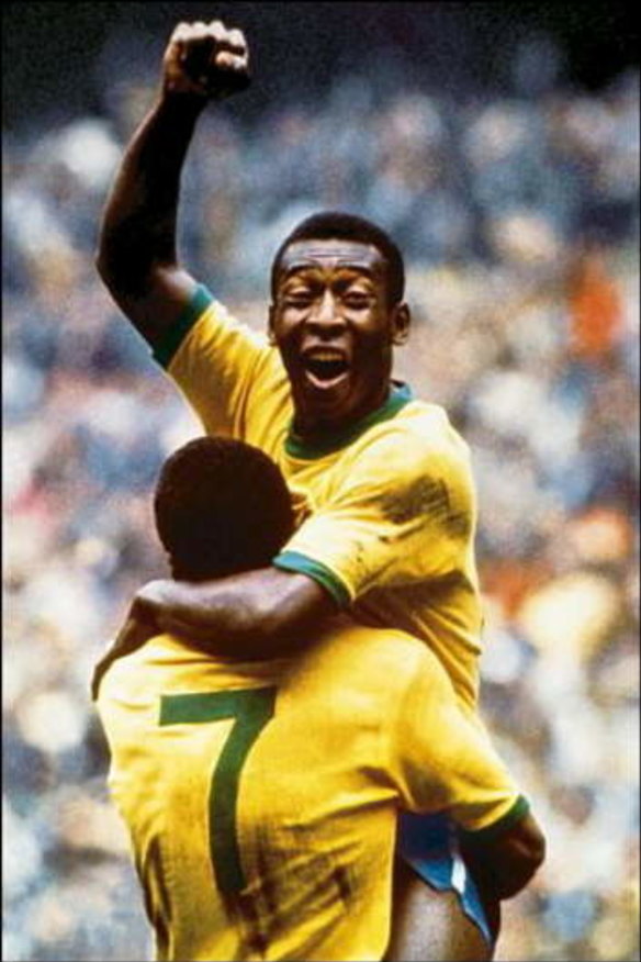 Glory days: Pele celebrates Brazil's defeat of Italy in the 1970 World Cup.