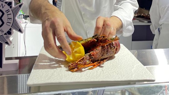 A South Australian rock lobster cooking demonstration at the China International Import Expo in Shanghai on November 5.