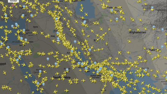 Flights over the Middle East in July, 2019.