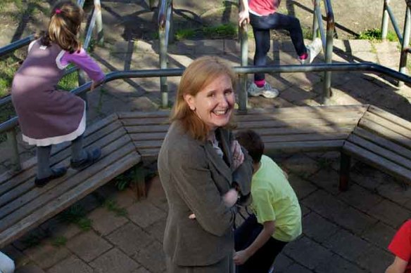 Princes Hill Primary School principal Esme Capp with students.
