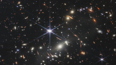This image provided by NASA on Monday, July 11, 2022, shows galaxy cluster SMACS 0723, captured by the James Webb Space Telescope.