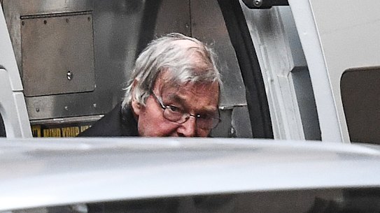 George Pell arrives at the Supreme Court to hear the decision on his appeal against convictions of historic sex offences.