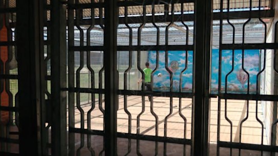 Caged: Banksia Hill Detenion centre’s ISU exercise pen.