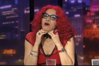 Mona Eltahawy, pictured, had host Fran Kelly reaching fruitlessly for language warnings on Q&A.