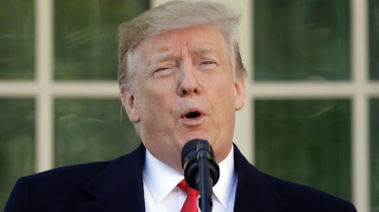 President Donald Trump, speaking in the Rose Garden of the White House, announced he was re-opening the government for three weeks