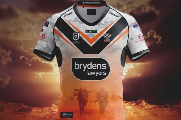 The offending Wests Tigers 2023 commemorative jersey which will now be redesigned.