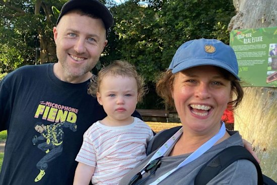Comedian Anne Edmonds and husband, Lloyd Langford, with baby Gwen.