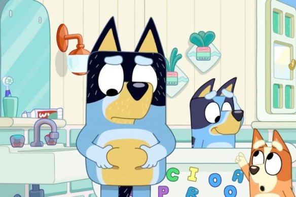 Bluey’s dad Bandit is concerned about his weight in the episode “Exercise”.