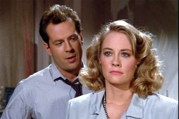 Bruce Willis and Cybill Shepherd in Moonlighting, which made the mistake of having the on-screen couple kiss.