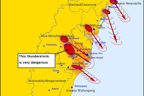 A tornado warning was issued for Greater Sydney. 