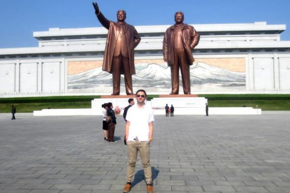 Daniel Herszberg, seen here in Pyongyang, North Korea, is set to become the latest Australian to visit every country in the world.