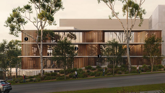 A concept view of the data centre’s facade from Mars Road. 