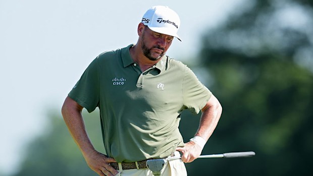 Michael Block looks on from the first green.