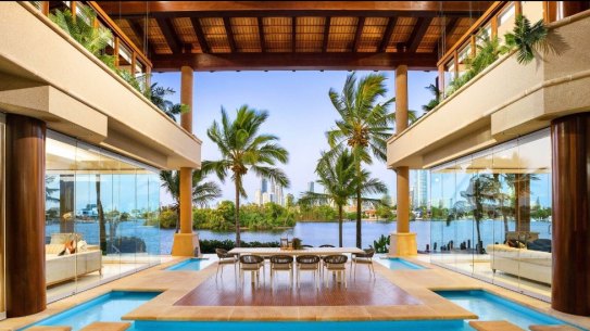 The Gold Coast trophy home has two pools, for when one isn’t enough.