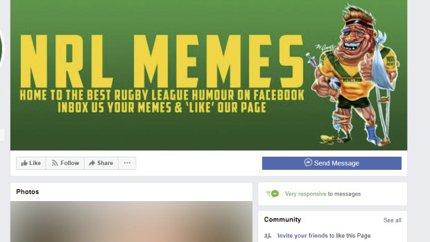 The recently removed NRL Memes page.