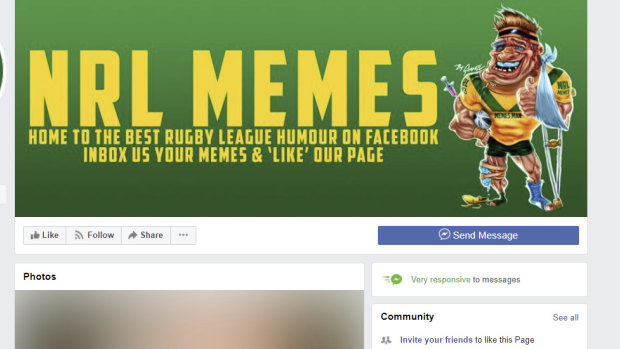 The NRL Memes page, which has been removed from Facebook.