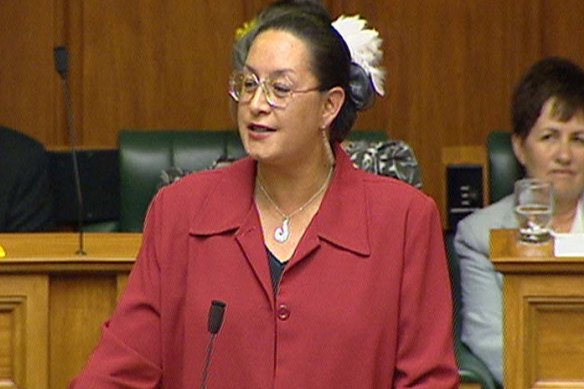 Georgina Beyer on the floor of parliament in a scene from the documentary Georgie Girl. 