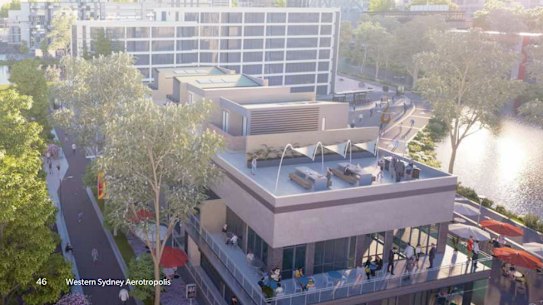 Artist’s impression of the town centre of the Aerotropolis. 