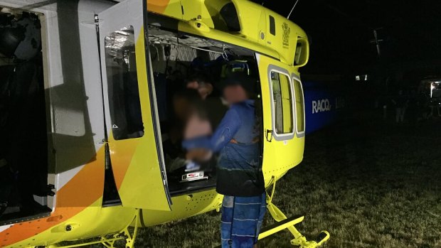 A child was airlifted to hospital after a dingo bit him on the leg in on Fraser Island, Queensland.