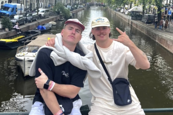 Liam Hampson, right, with A.J. Brimson in Amsterdam last week.