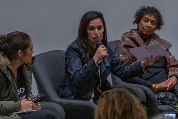 Shatha Safi speaks at the Black-Palestinian Solidarity Conference held at Melbourne University in November 2019.