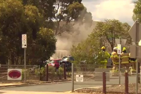 Emergency personnel respond to a gas leak at Bacchus Marsh on Thursday.