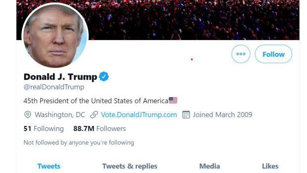 Donald Trump's Twitter account has been permanently suspended. 