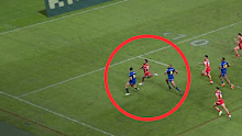 Dylan Brown is chased by Hamiso Tabuai-Fidow.