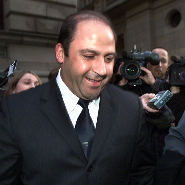 Nicola Gobbo all smiles next to her client, drug kingpin Tony Mokbel, after she won bail for him in 2002.