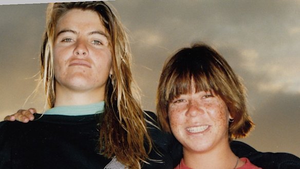 Pam Burridge (left) with Pauline Menczer in Girls Can't Surf. 