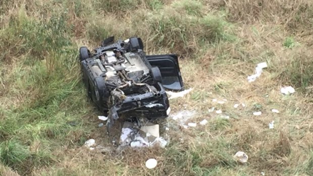 A man was taken to the Princess Alexandra Hospital in a critical condition after a single vehicle crashed down an embankment at Augustine Heights.