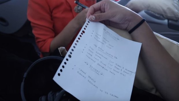 The Garuda handwritten menu as shown in Rius Vernandes' video blog on YouTube.