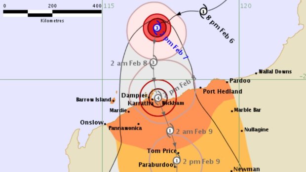 Current track map for Cyclone Damien.