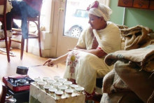 Coffee is prepared the traditional way at Sidamo Coffee & Tea in Washington DC – just one of a host of Ethiopian eateries and cafes in the city.