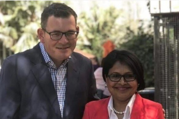 Western suburbs MP Kaushaliya Vaghela, pictured with Daniel Andrews,  crossed the floor to vote with Adem Somyurek. 