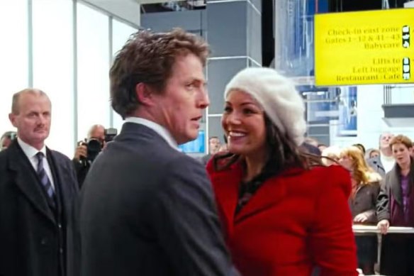 An airport scene from the film <i>Love Actually</I>. Love and hate are actually very close, especially when it comes to air travel. 