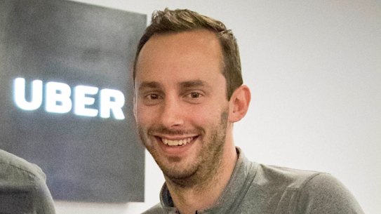 Anthony Levandowski (right) with Uber founder and then-CEO Travis Kalanick in 2016.