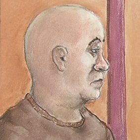 A court sketch of police officer Colin David Randall.