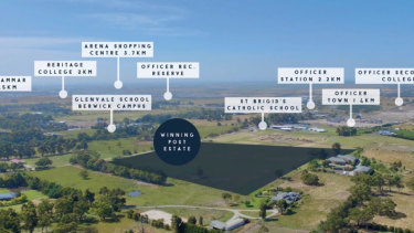 A screenshot of an ad for the planned estate, and the land around it.