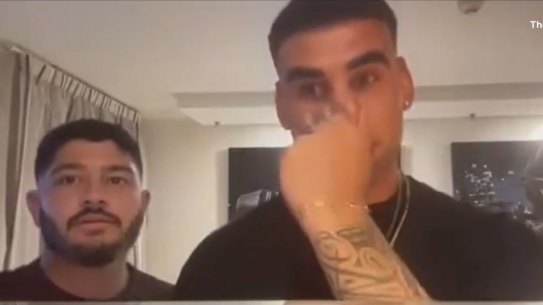 A still from the video featuring Terrell May, Zach Dockar-Clay and three other Roosters teammates.