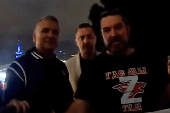 Srdjan Djokovic (left) posing with Bobby Sibic (right), who has been referred to as president of the Australian Night Wolves.