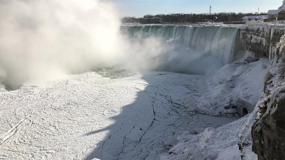Like a movie: Parts of Niagara Falls have frozen over.