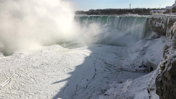 Like a movie: Parts of Niagara Falls have frozen over.